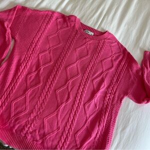 Hollister Vibrant Pink Cable Knit Sweater